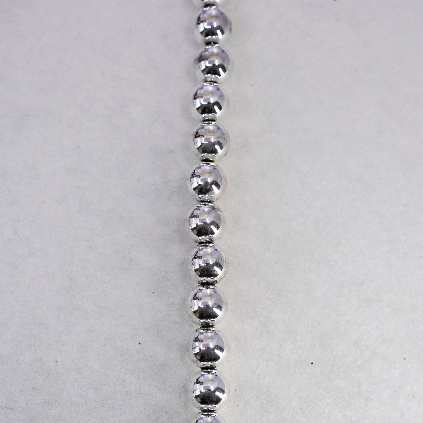 24” 10mm, vintage Sterling 925 silver handmade huge bead necklace