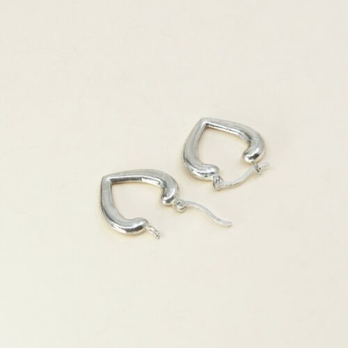 0.5” sterling silver 925 Heart Huggie earrings Hoops, stamped 925 Thailand