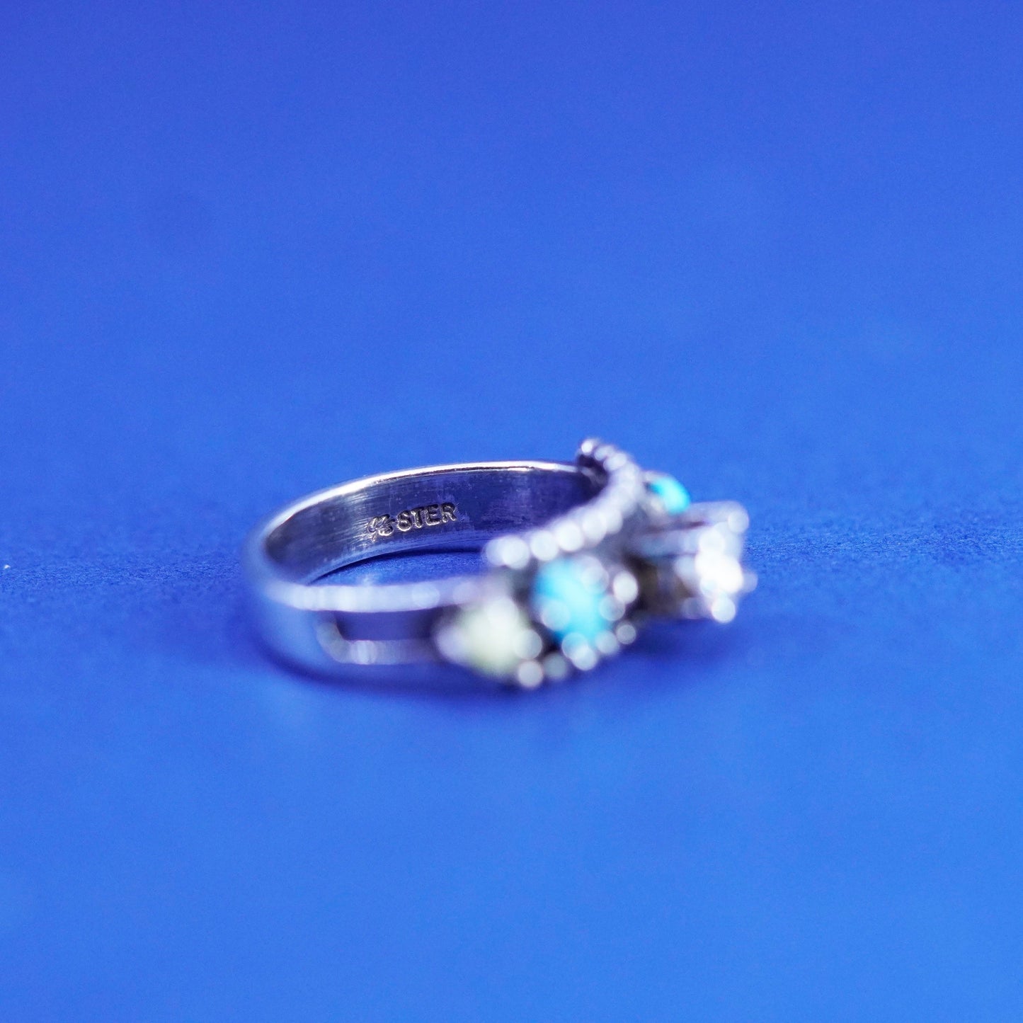 Size 8, Native American, southwestern Sterling silver handmade ring turquoise
