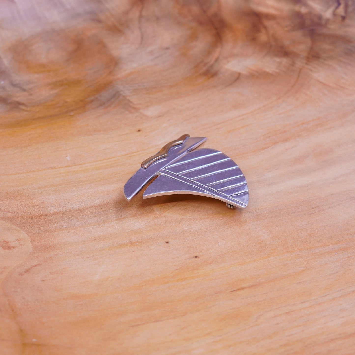 Vintage two tone sterling silver handmade pin, 925 soufeel sailing boat brooch