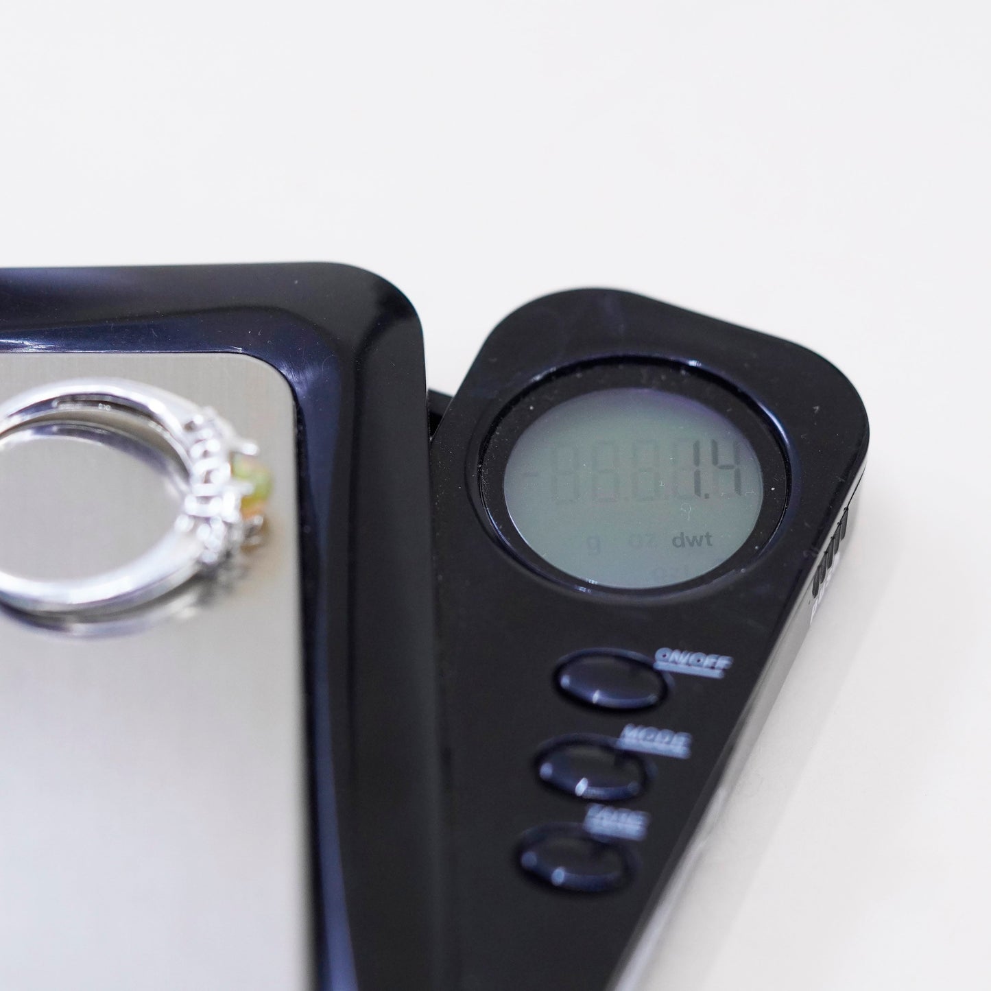 Size 7.25, vintage Sterling 925 silver handmade ring with oval opal and cz