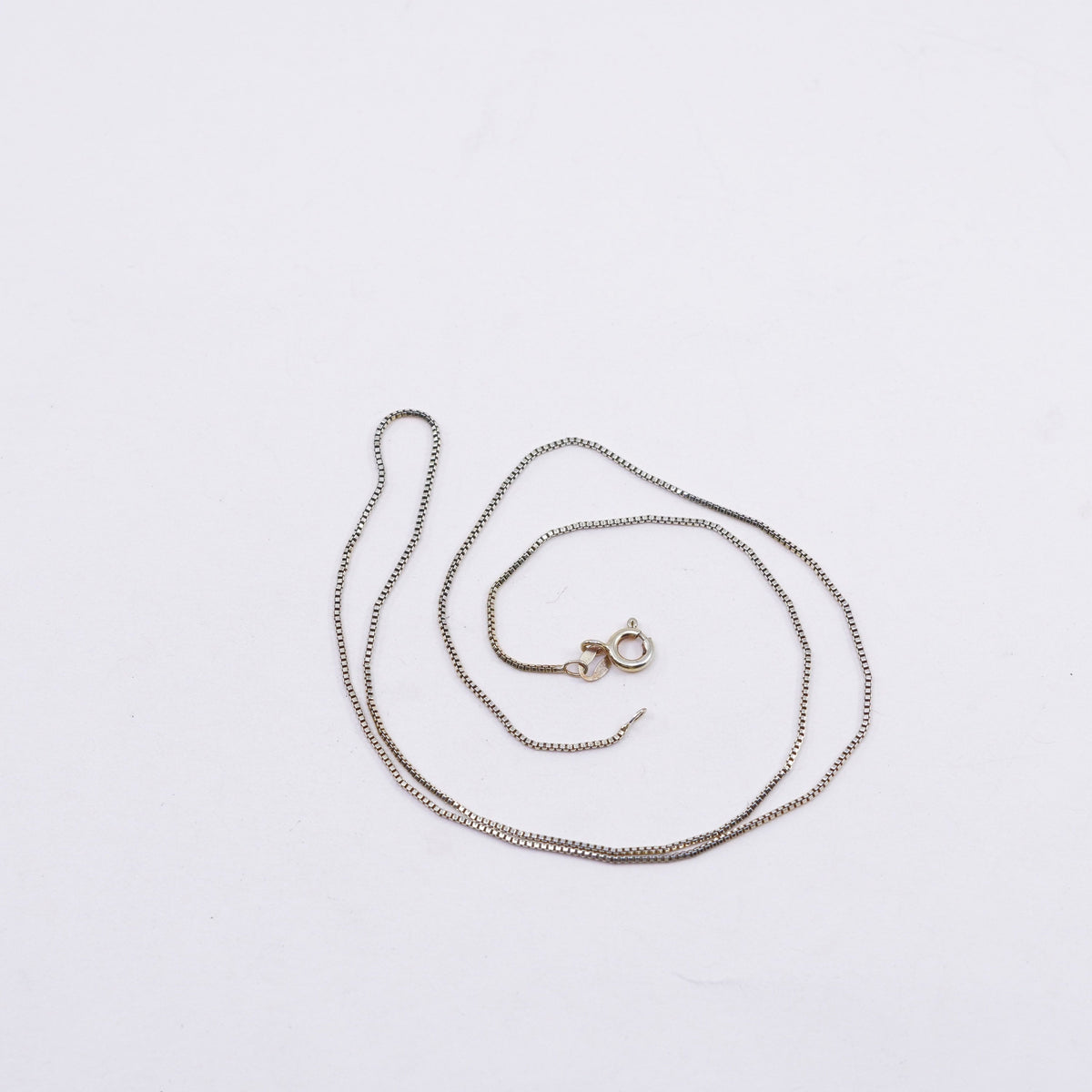 18”, 1mm, Vintage DBJ vermeil gold over sterling 925 silver box chain, necklace