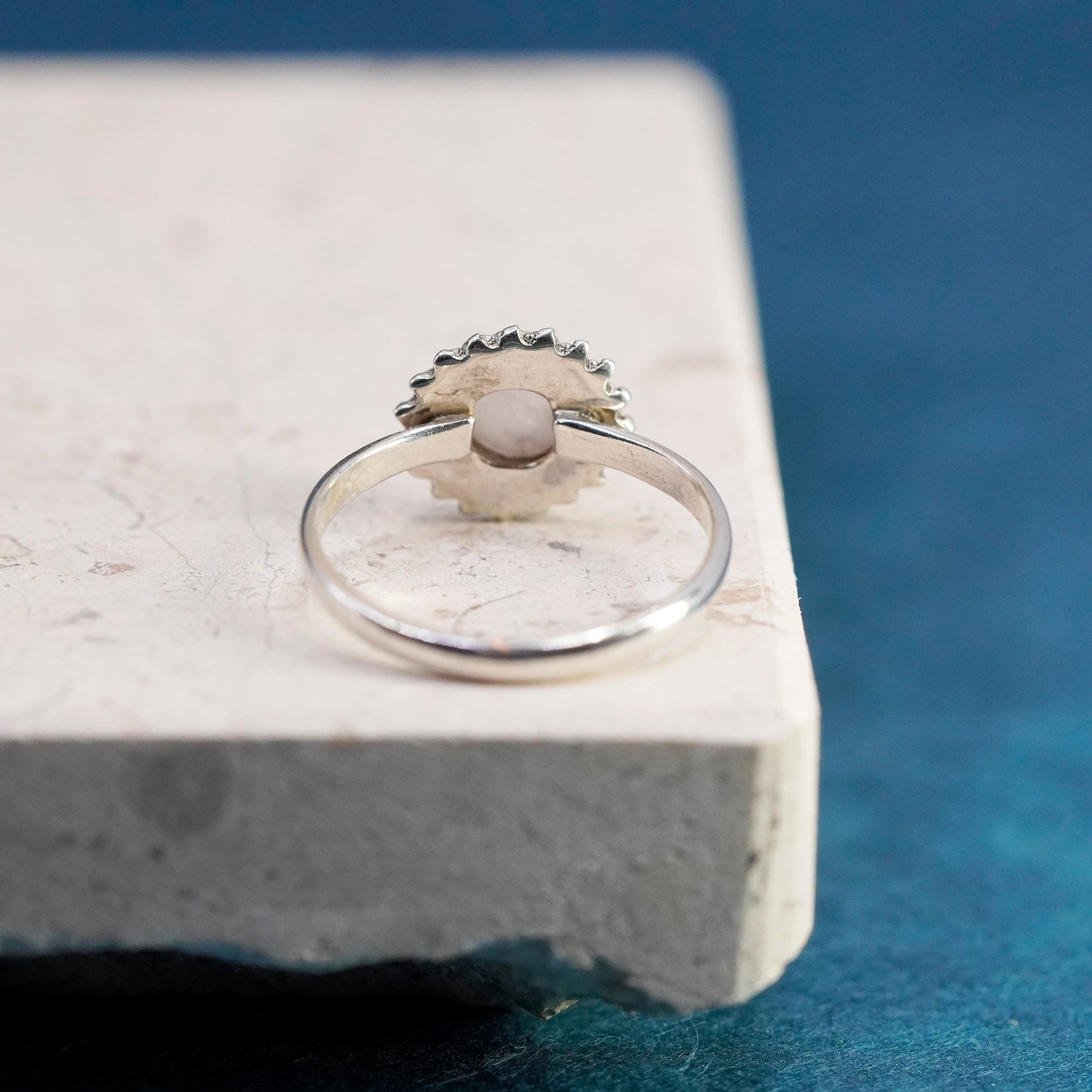 Size 9.5, vintage Sterling silver handmade ring, 925 band with moonstone