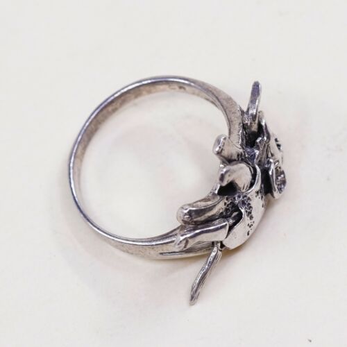 Size 8 Vintage Sterling Silver Handmade Sea Elephant Ring W/ Movable Joints