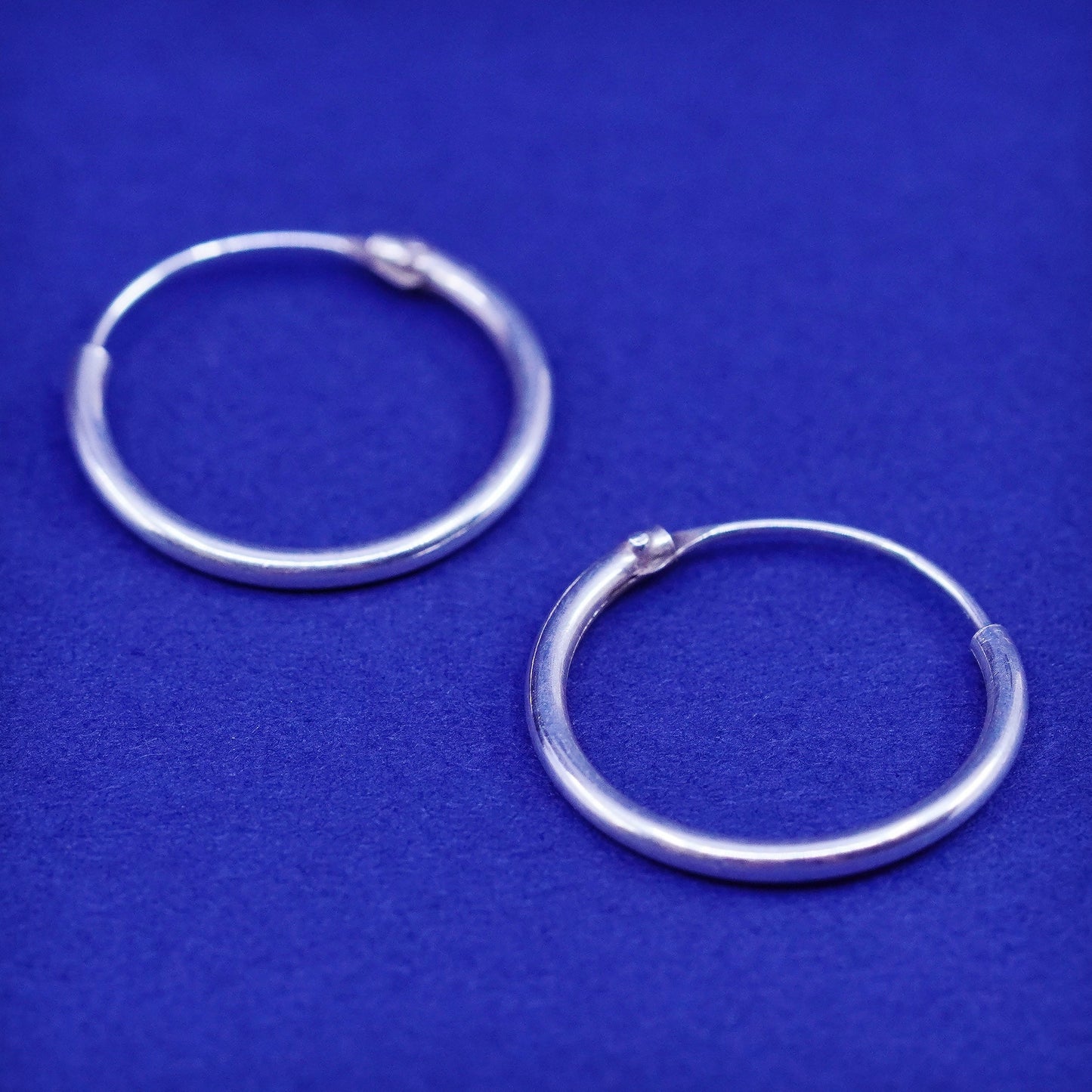 0.5”, vintage Sterling silver handmade hoop earrings, fine 925 huggie