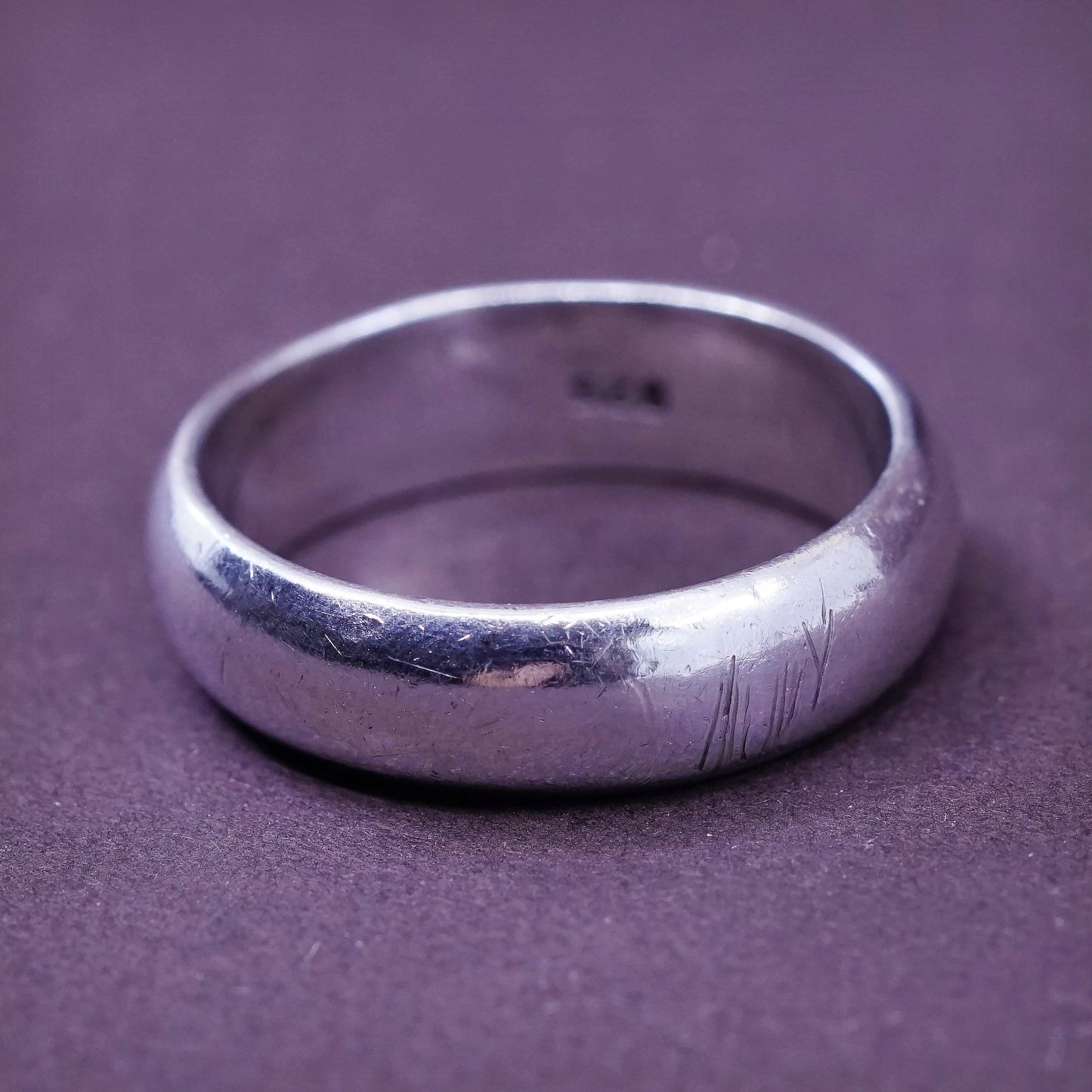 Size 8.5, vintage sterling silver handmade ring, 925 wedding band