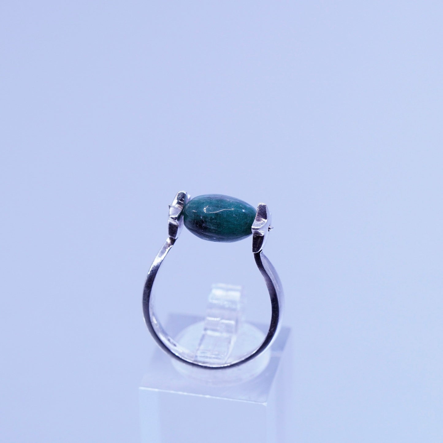 Size 8, vintage star Sterling 925 silver handmade spinner ring with turquoise