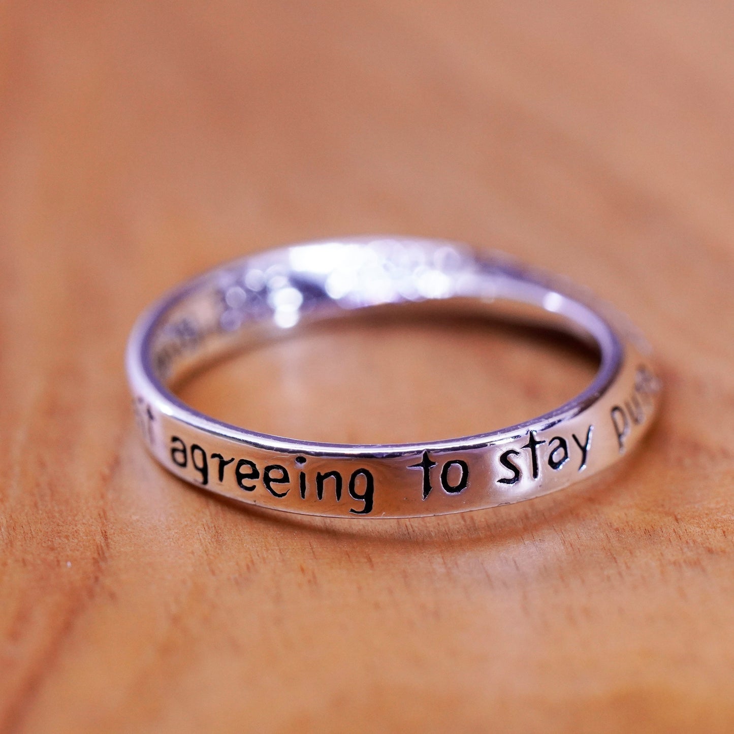Size 6.5, Sterling silver inspirational ring, 925 quote band “today I promise