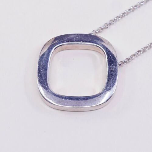16+1”, 925 italy dyadema Sterling Silver Circle Chain Necklace W/ Ring Pendant