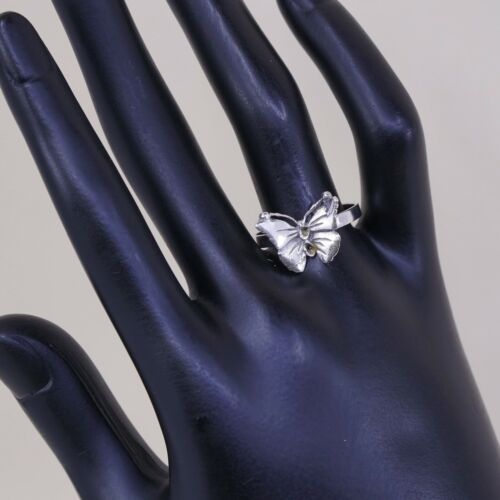 Size 8.25, Vtg Han Sterling Silver Handmade Ring, 925 Butterfly Band