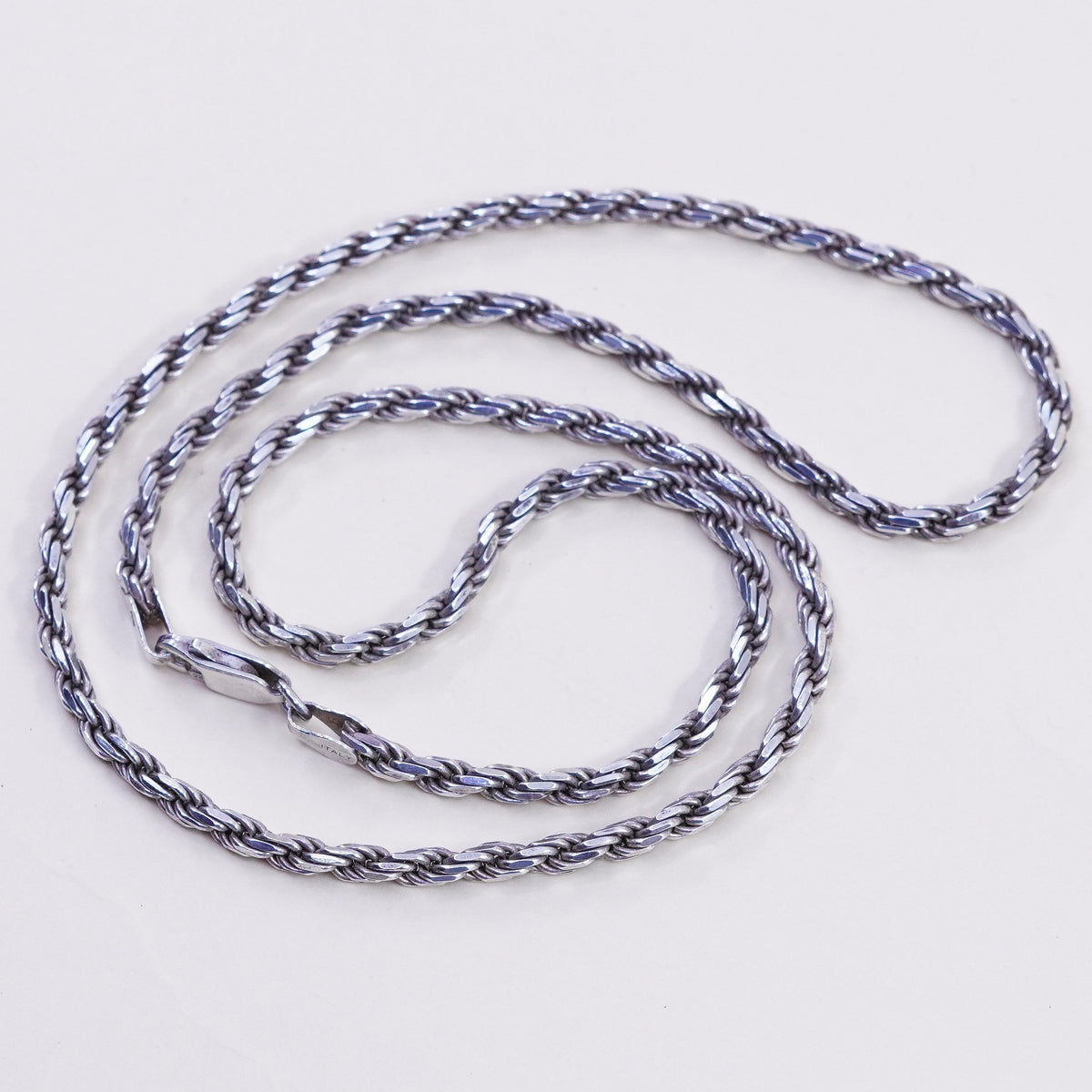 20”, 3mm, vintage Sterling silver necklace, 925 diamond rope chain