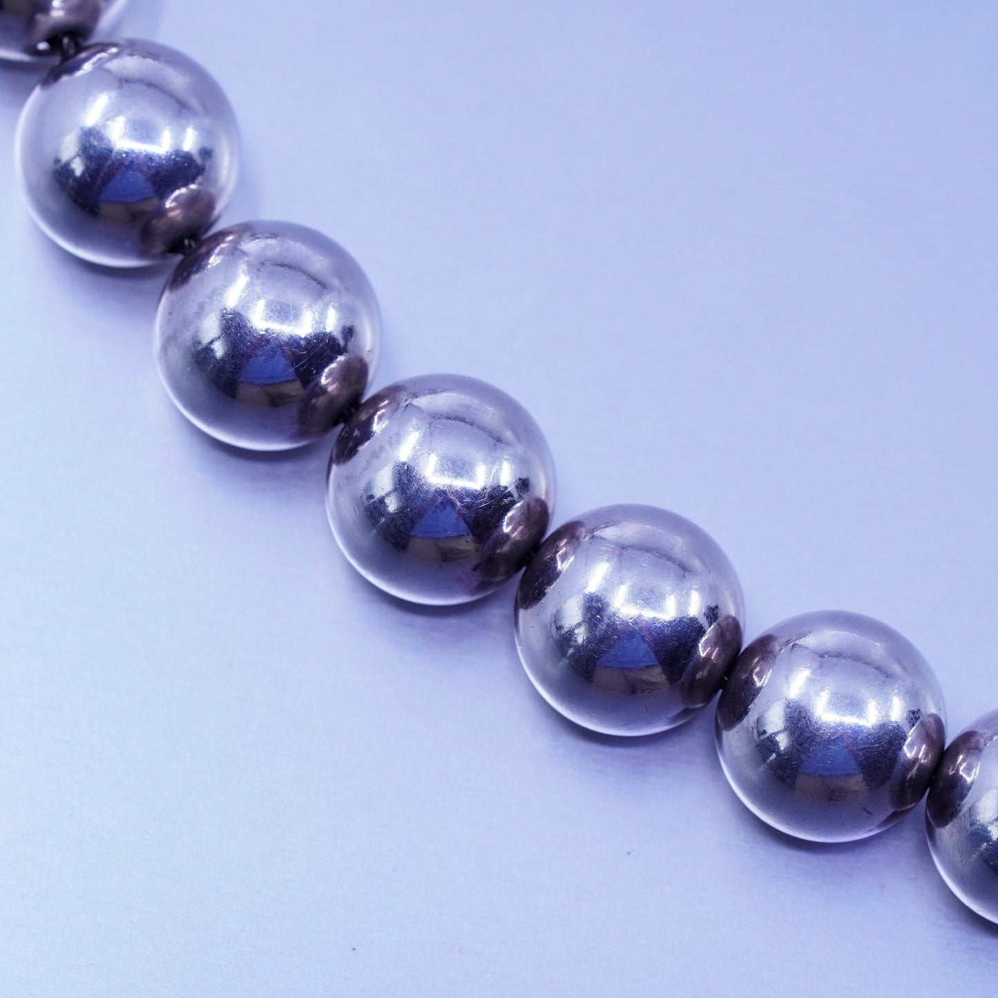 7.5”, 13mm, vintage Mexico Sterling 925 silver handmade bold bead bracelet
