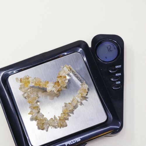 Vtg Elastic Bracelet W/ Sterling 925 Silver Tag Engraved Peace N Citrine Beads