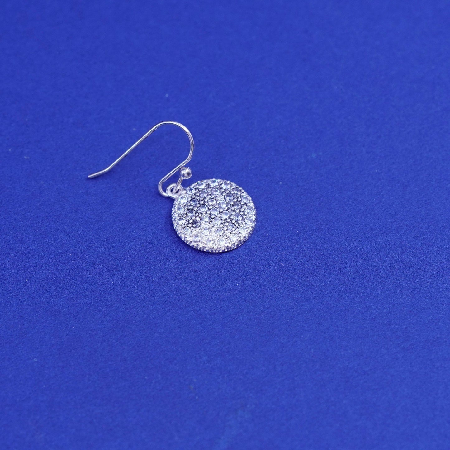 Vintage Sterling silver earrings, 925 circle with cluster cz