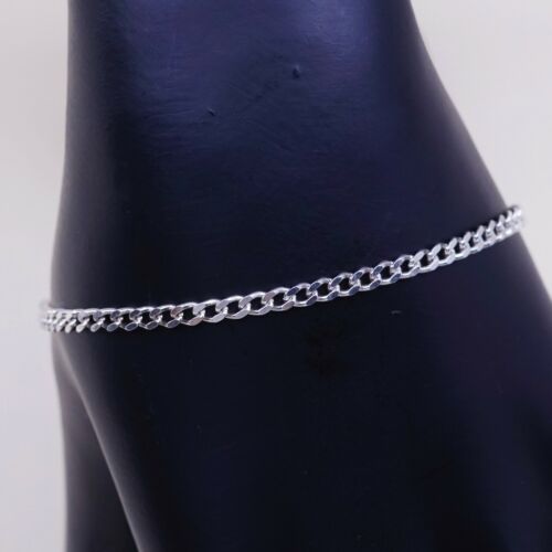 7”, 3mm, Vtg Italy Milor Sterling Silver Bracelet, curb Chain, Stamped 925