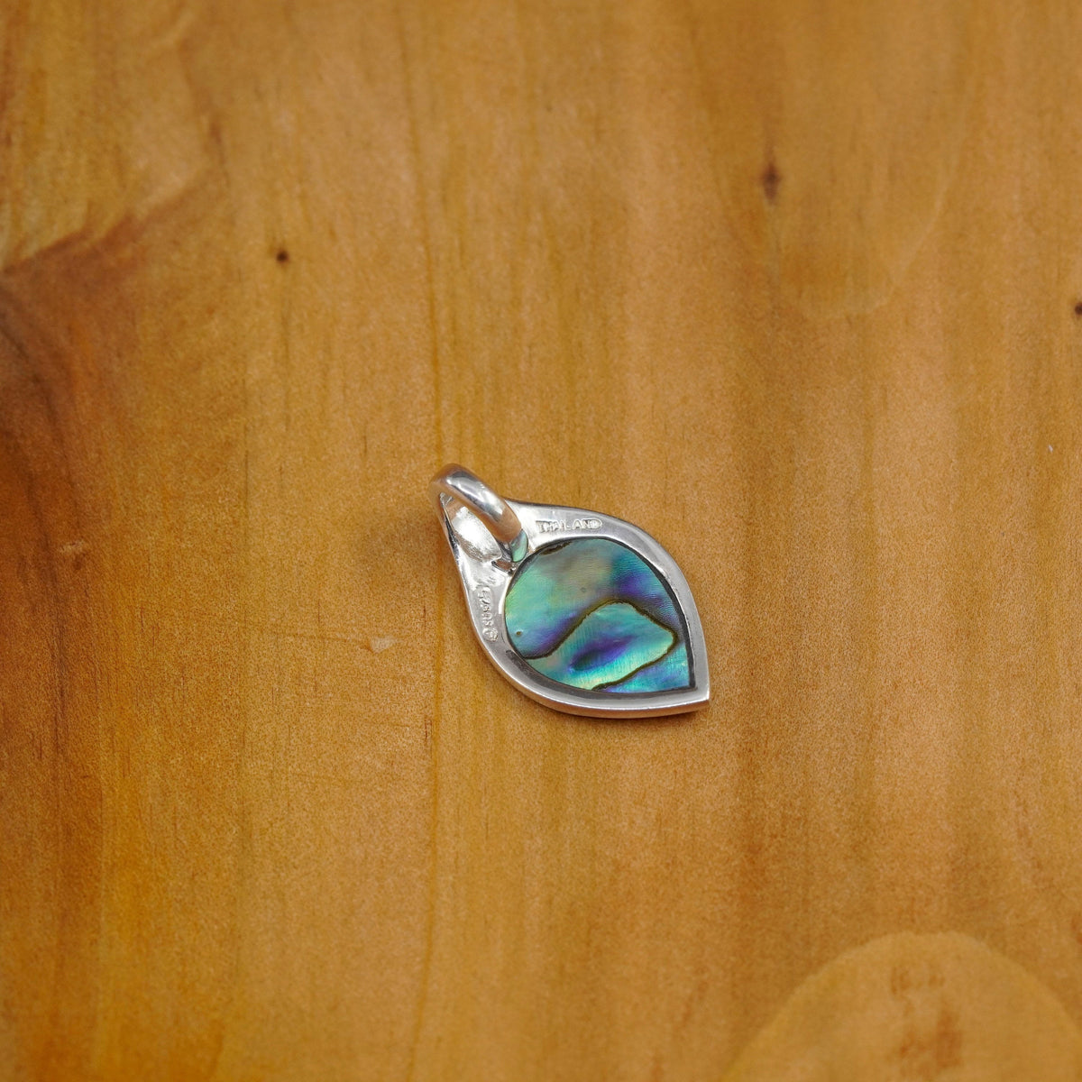 Vintage Sterling 925 silver handmade pendant with teardrop abalone