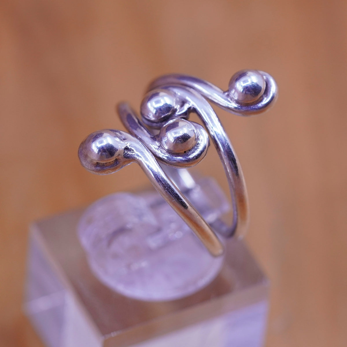 sz 6.25, mexico Taxco Sterling 925 silver handmade ring, 925 modern beads band