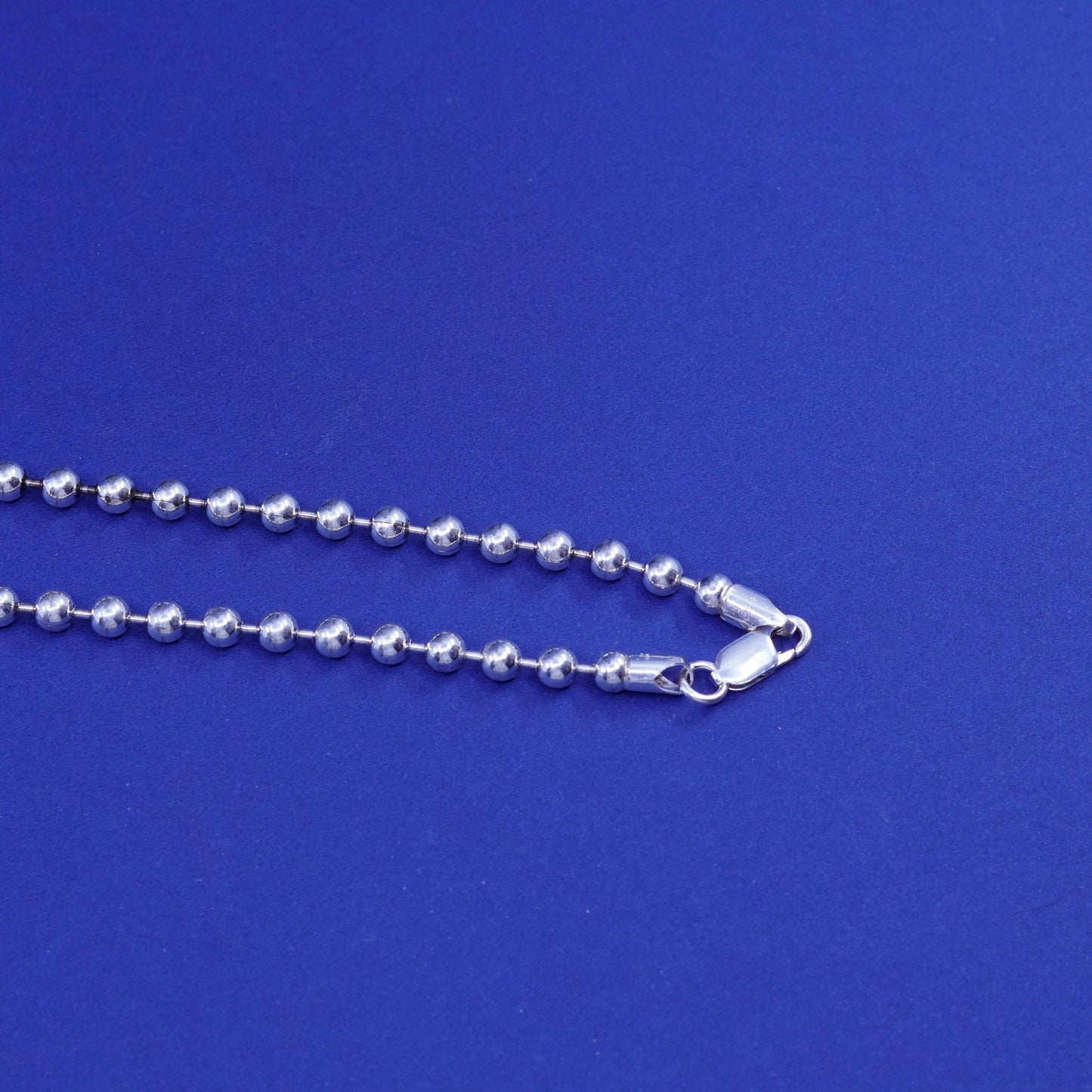 17”, 5mm, vintage Sterling silver handmade necklace, 925 beads chain