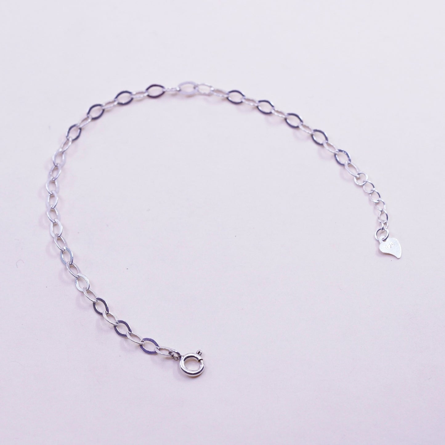 6.5”, 3mm, Vintage milor sterling silver flatten circle bracelet, 925 chain