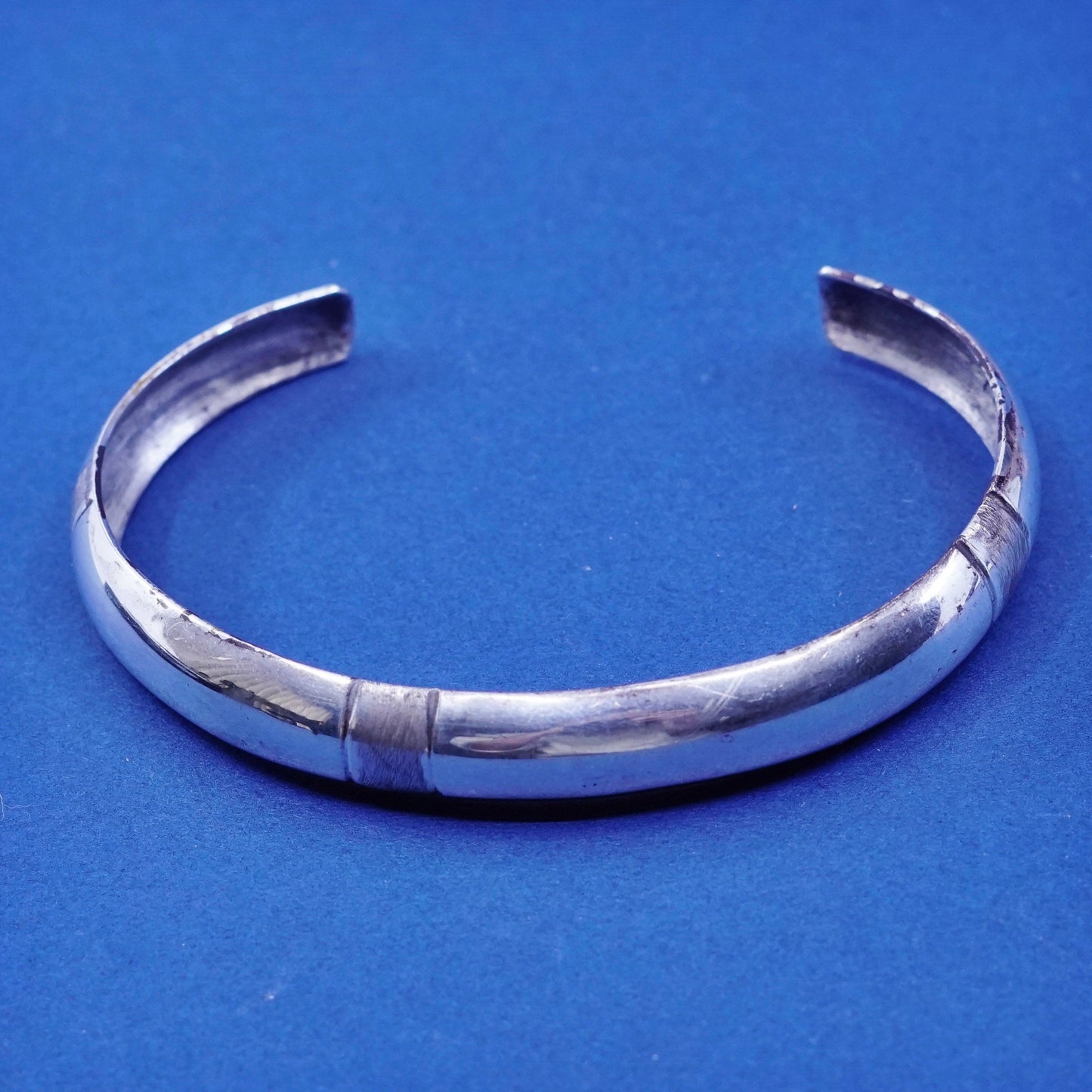 7”, vintage sterling silver handmade bracelet, modern 925 cuff