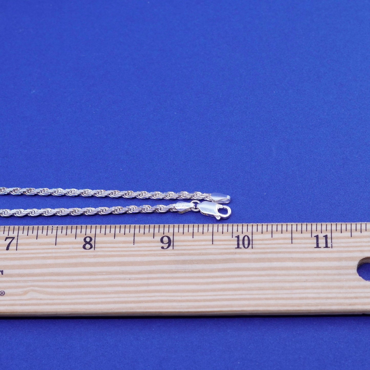 20”, 3mm, vintage Sterling silver handmade necklace, 925 diamond cut rope chain