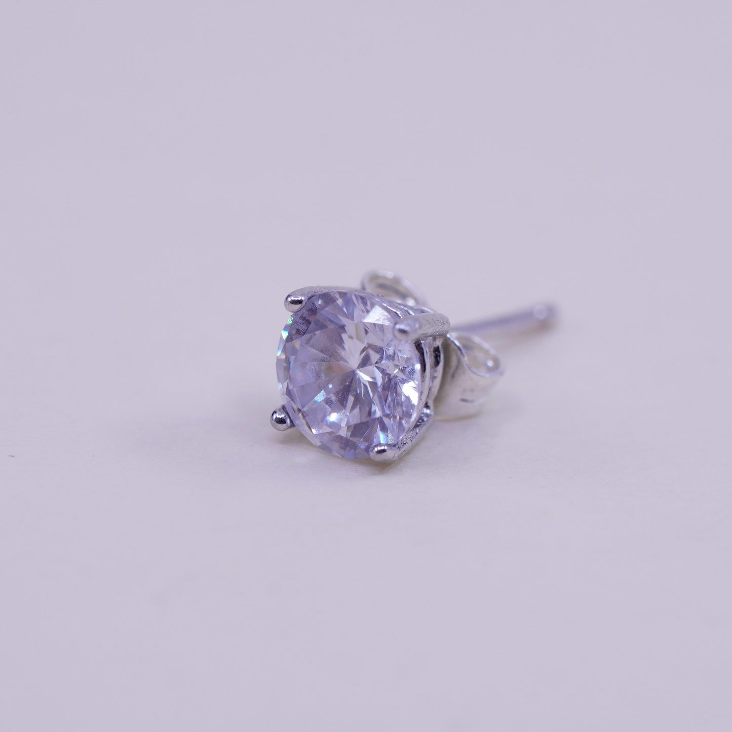 6mm, Vintage sterling 925 silver genuine round cz studs, earrings