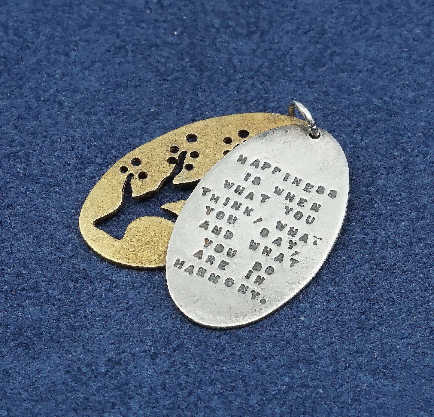 two tone 'Eternity' Tree Poem sterling 925 silver handmade pendant" happiness"