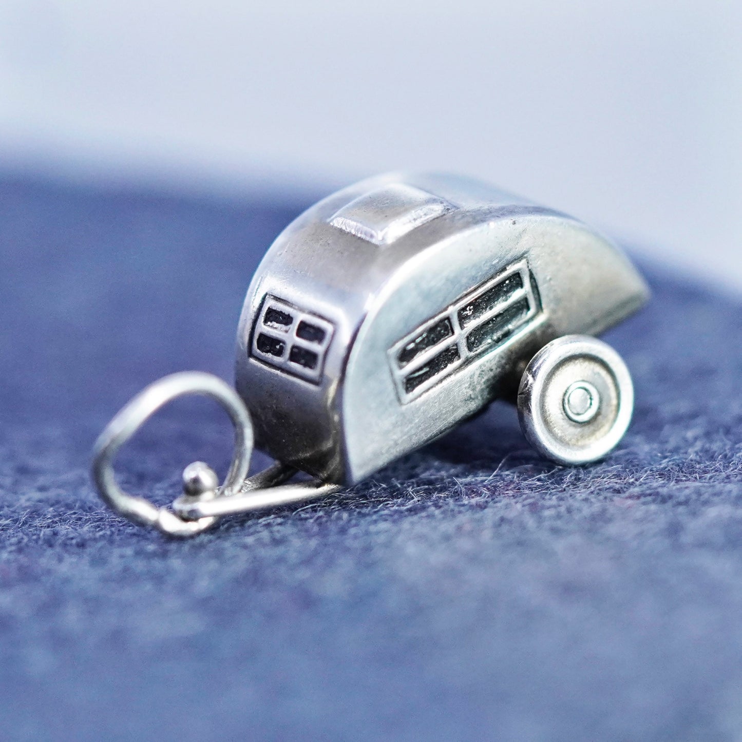 Vintage Sterling silver handmade charms, 925 camping RV trailer