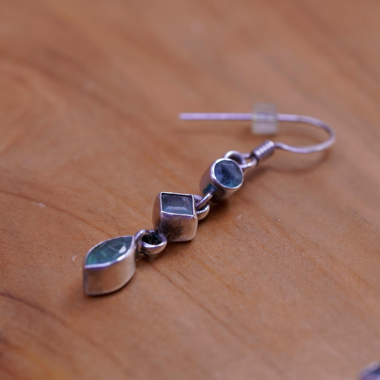 Vintage Sterling 925 silver handmade earrings with blue topaz
