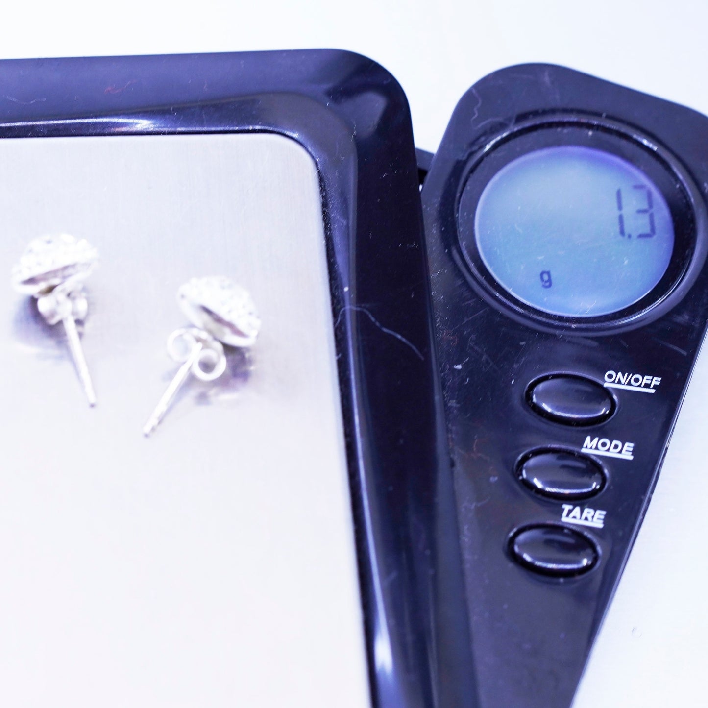 Vintage Sterling 925 silver earrings, studs with cz inlay