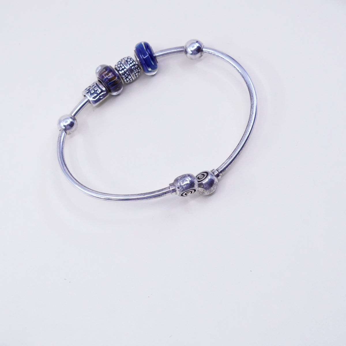 6.75”, vtg CHAMILIA CHAM sterling silver bracelet, 925 wrap bangle happiness