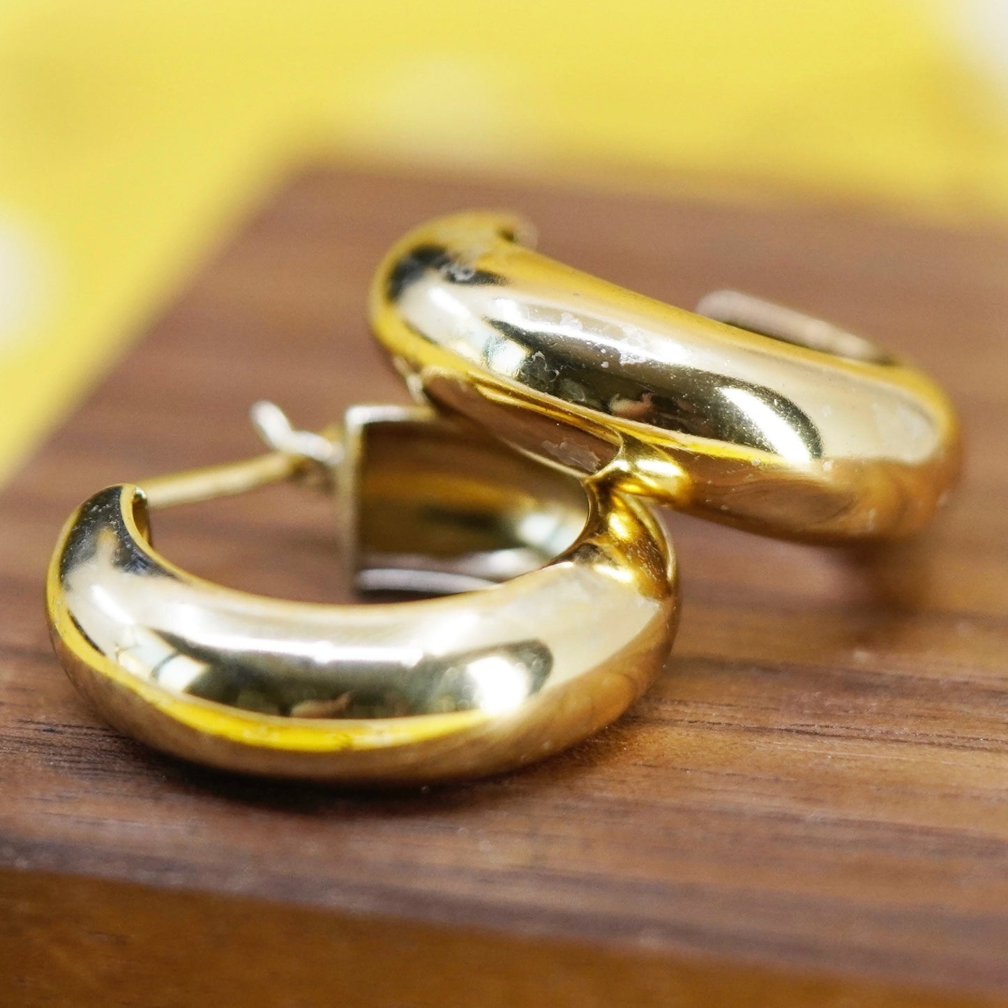 1”, vintage vermeil gold over Sterling silver earrings, 925 hoops