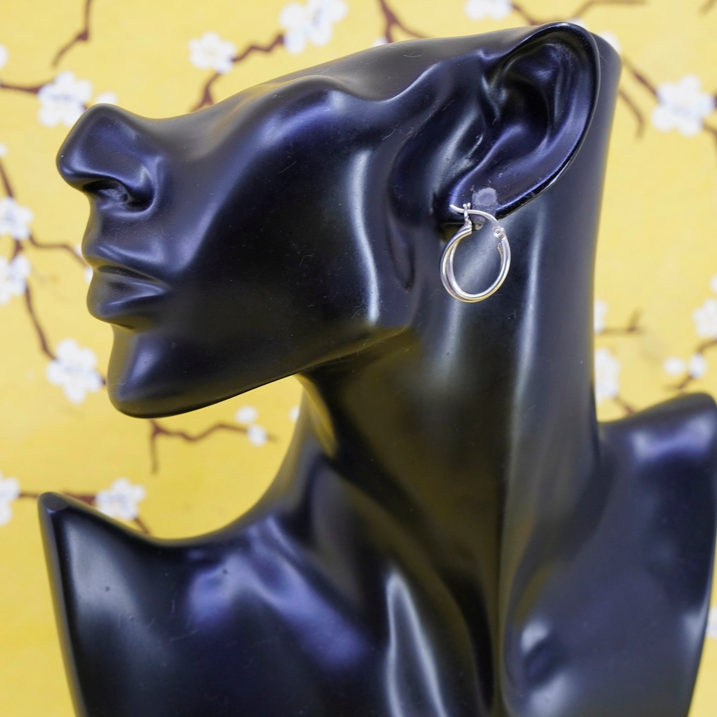 0.75”, Vintage Sterling silver handmade earrings, twisted 925 hoops