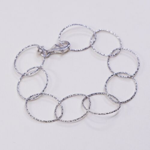 6.5”, Vtg Italy Sterling 925 Silver Handmade Huge Lightweight Oval Link Bracelet