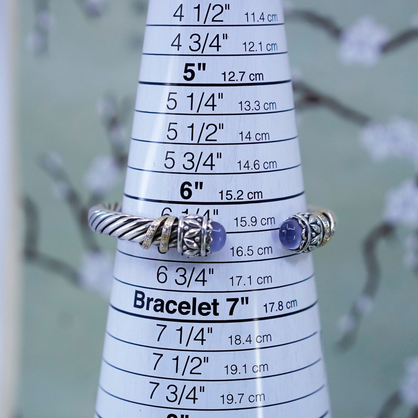 6.5”, Flli Menegatti jewelry Sterling silver bracelet, 925 cable cuff 14K gold