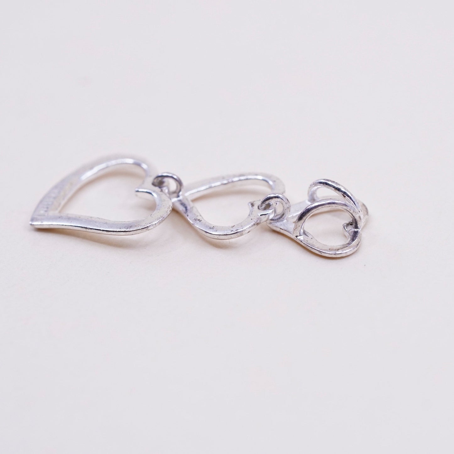 Vintage sterling silver pendant, heart shaped, fine 925 silver heart