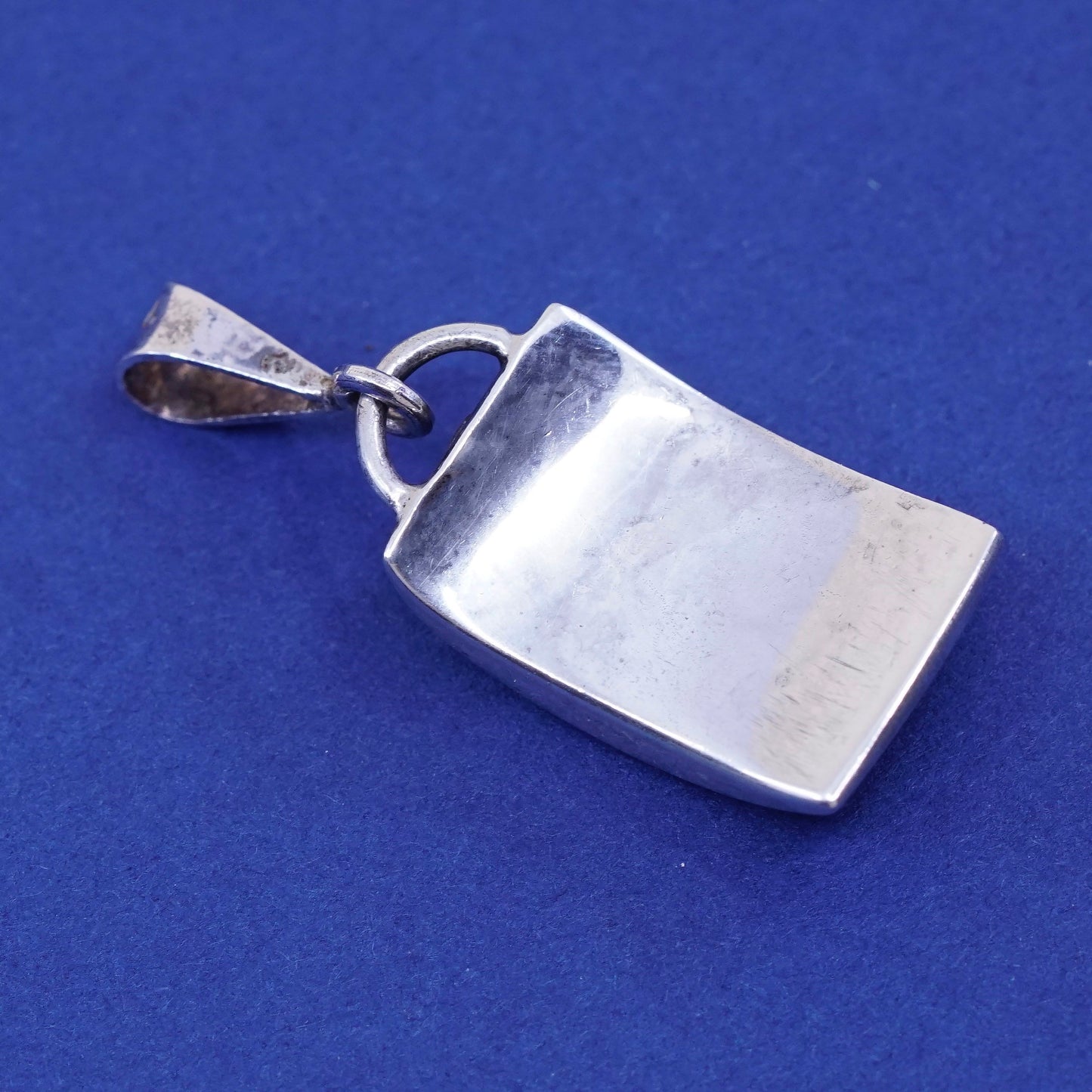 Vintage Sterling 925 silver handmade pendant with square obsidian pendant