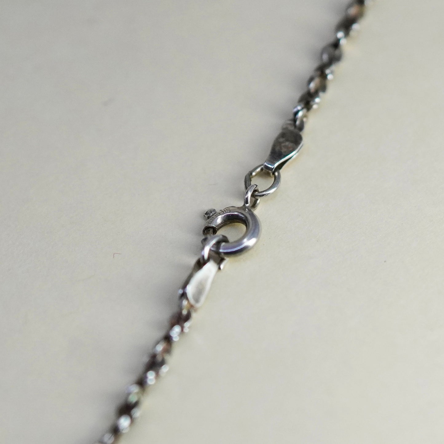 30”, 2mm, Vintage sterling silver Italy 925 twisted nugget chain, necklace