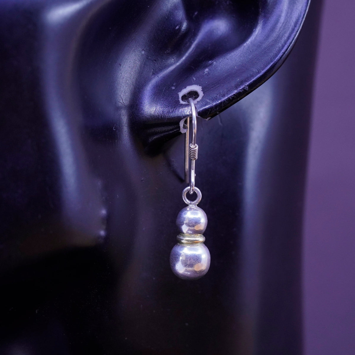 Vintage Sterling silver handmade earrings, 925 beads drops