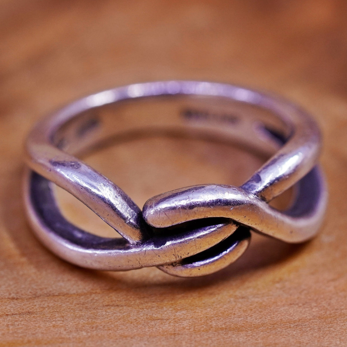 Size 6, vintage TMA Sterling silver handmade ring, Modern 925 wavy band