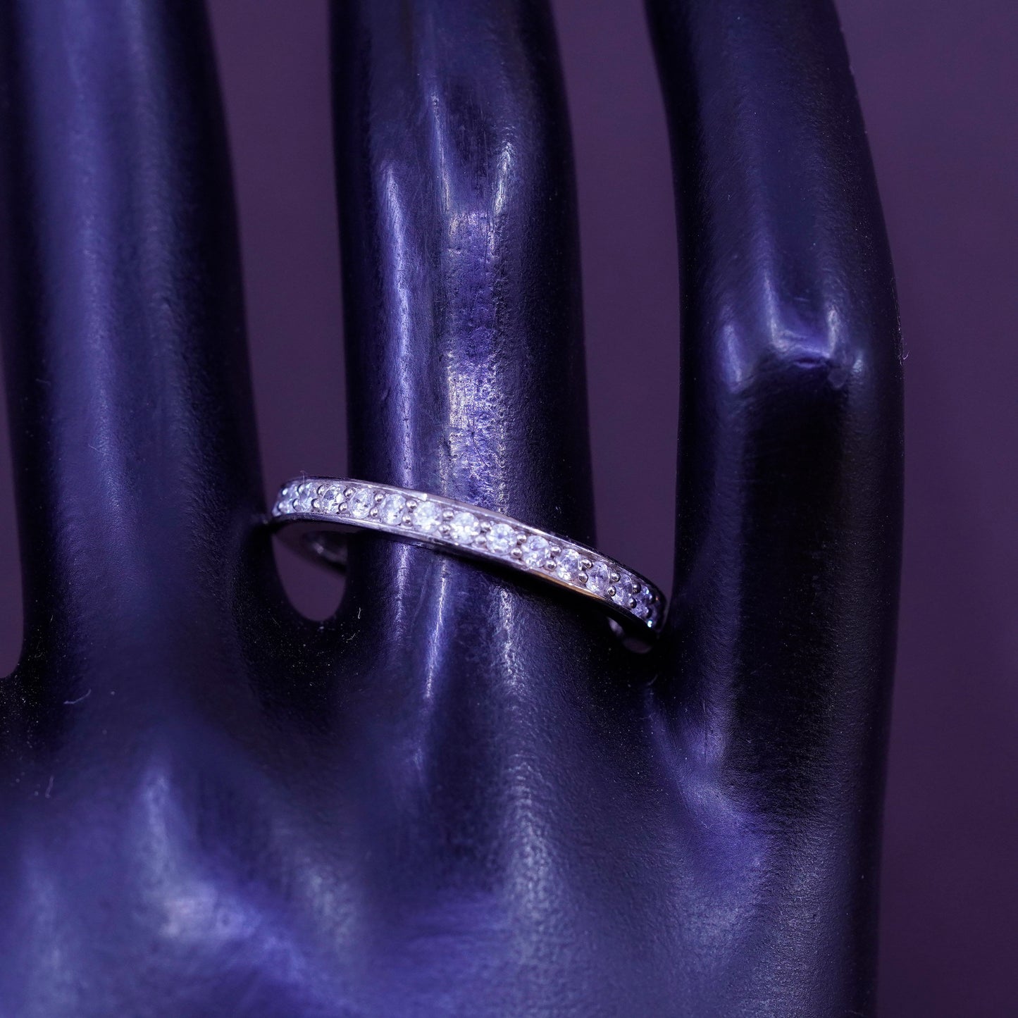 Size 9.25, vintage Sterling silver ring, 925 band with cz, stamped 925 Cz