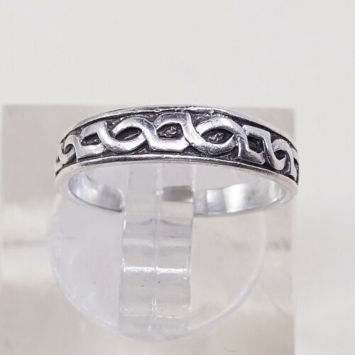Sz 3.75, Vtg Sterling Silver Handmade Ring, Woven Braided 925 Open End Band