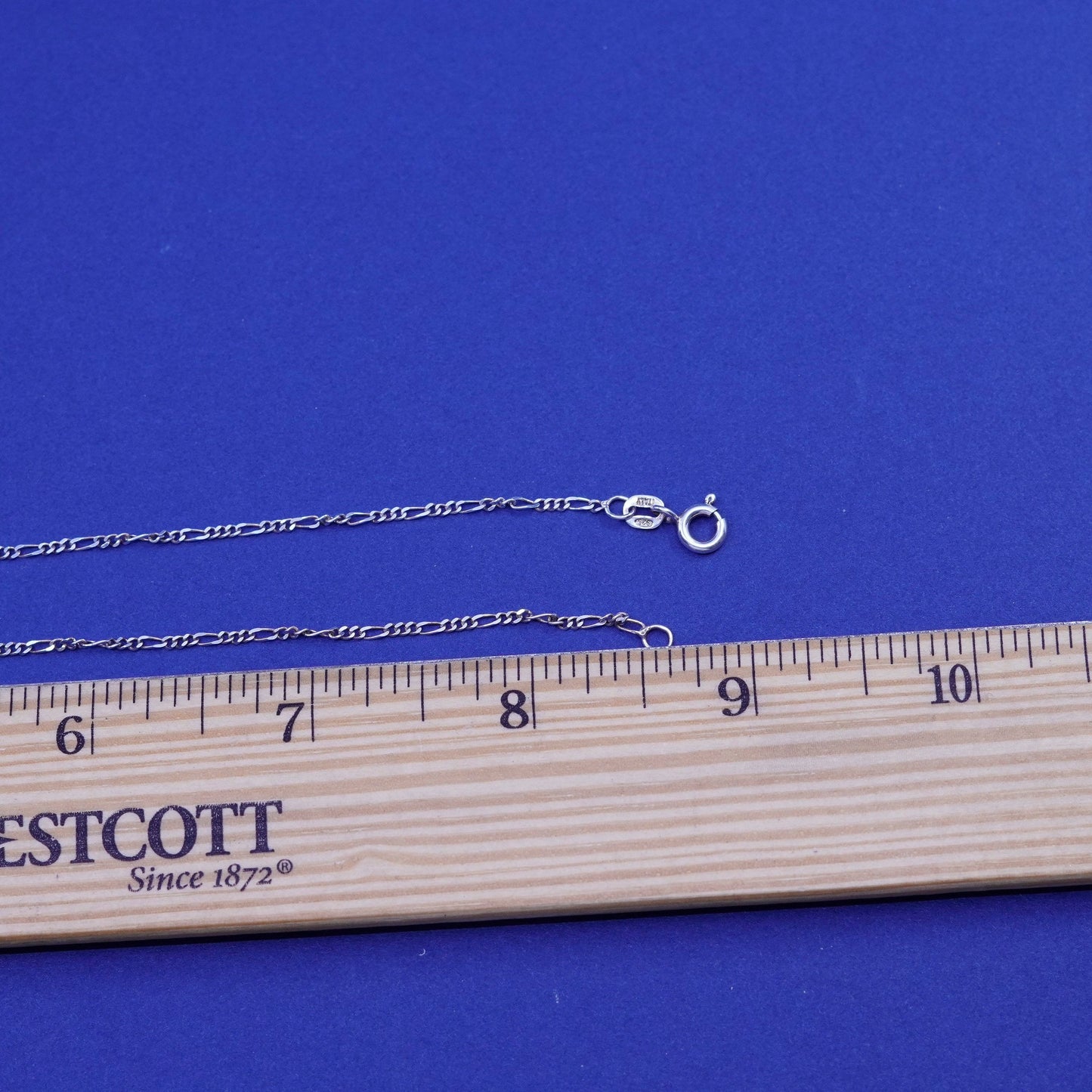 18”, 1.6mm, vintage Sterling silver handmade necklace, 925 Figaro chain