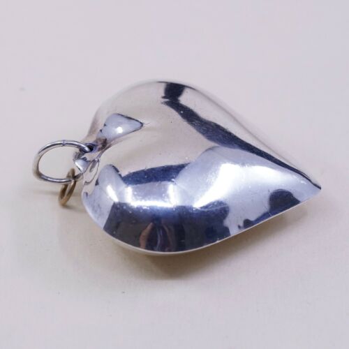 Vintage Sterling Silver Handmade Pendant, Huge Heart Pendant, Silver Tested