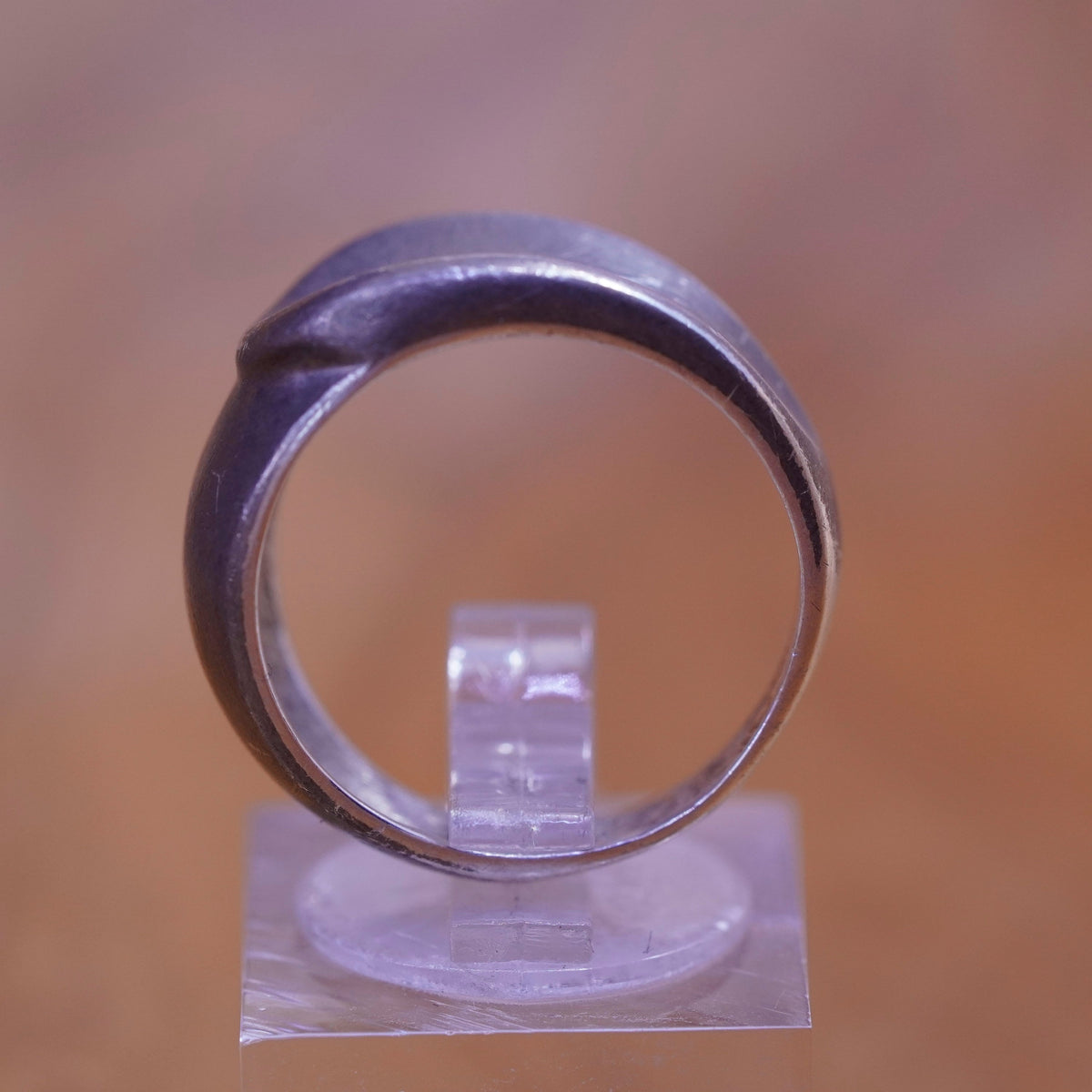 Size 7.25, sterling silver handmade ring, 925 ribbed band minimalist, modernist