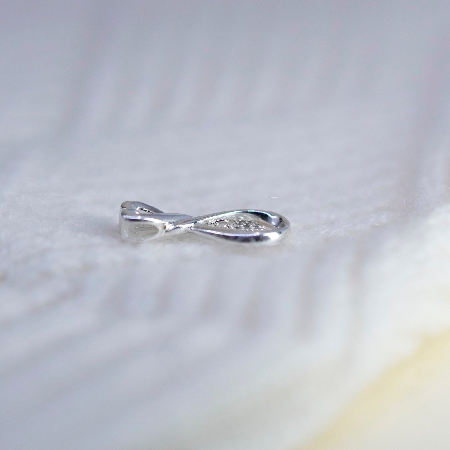 Vintage sterling silver pendant, 925 double hearts with Cz