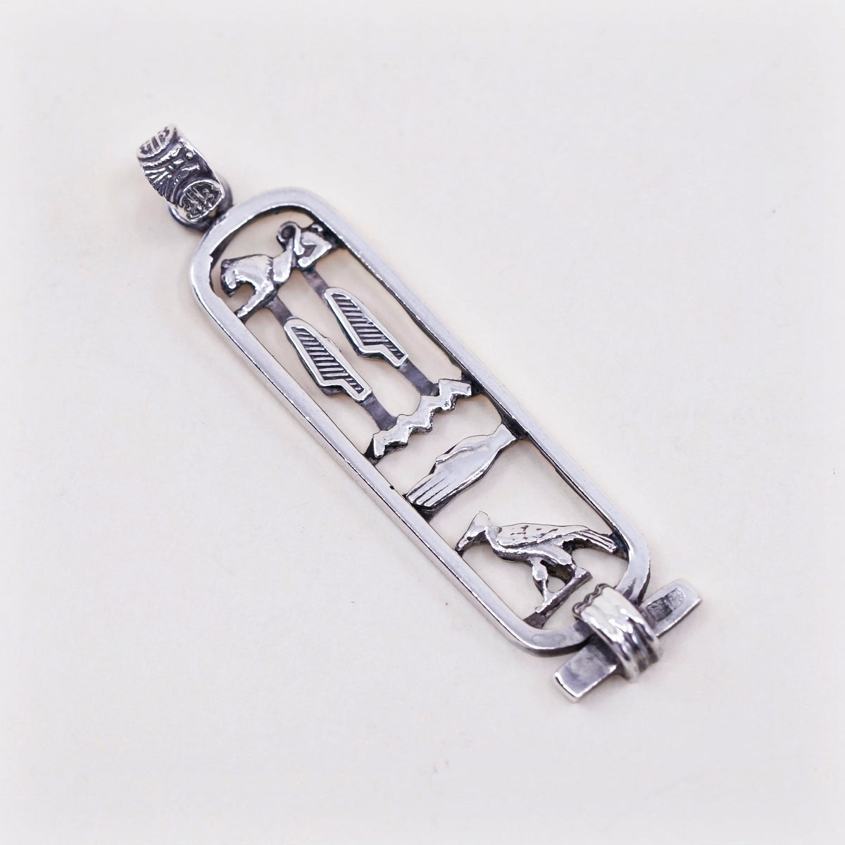 Vintage Sterling silver handmade pendant, oxidized Egyptian 925 ankh pendant