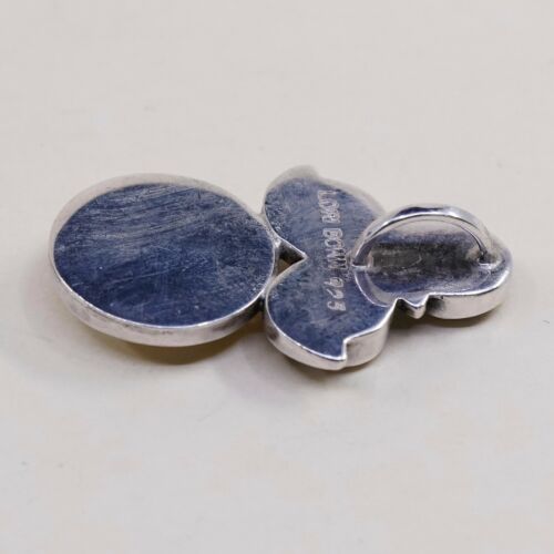 Vtg Lori Bonn Sterling 925 Silver Handmade Pendant W/ Round Mop