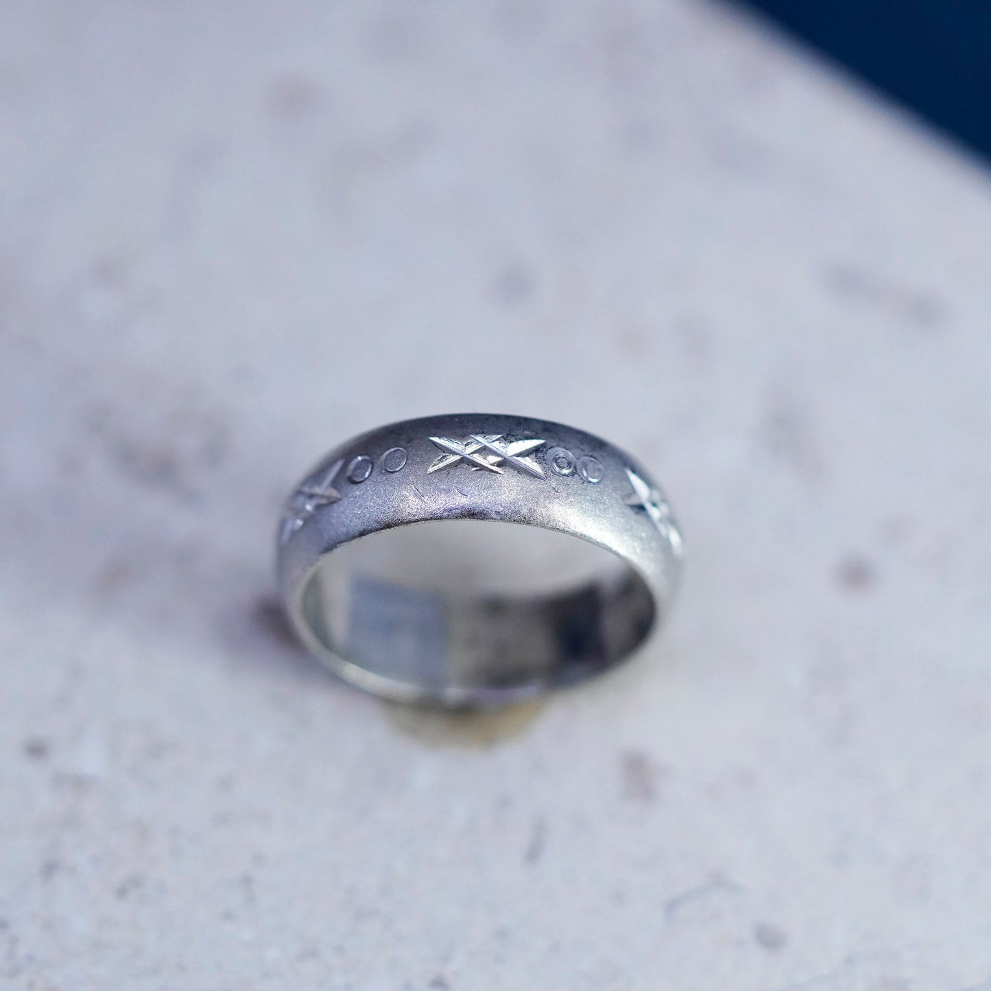Size 8, vintage Sterling silver handmade ring, 925 matte band