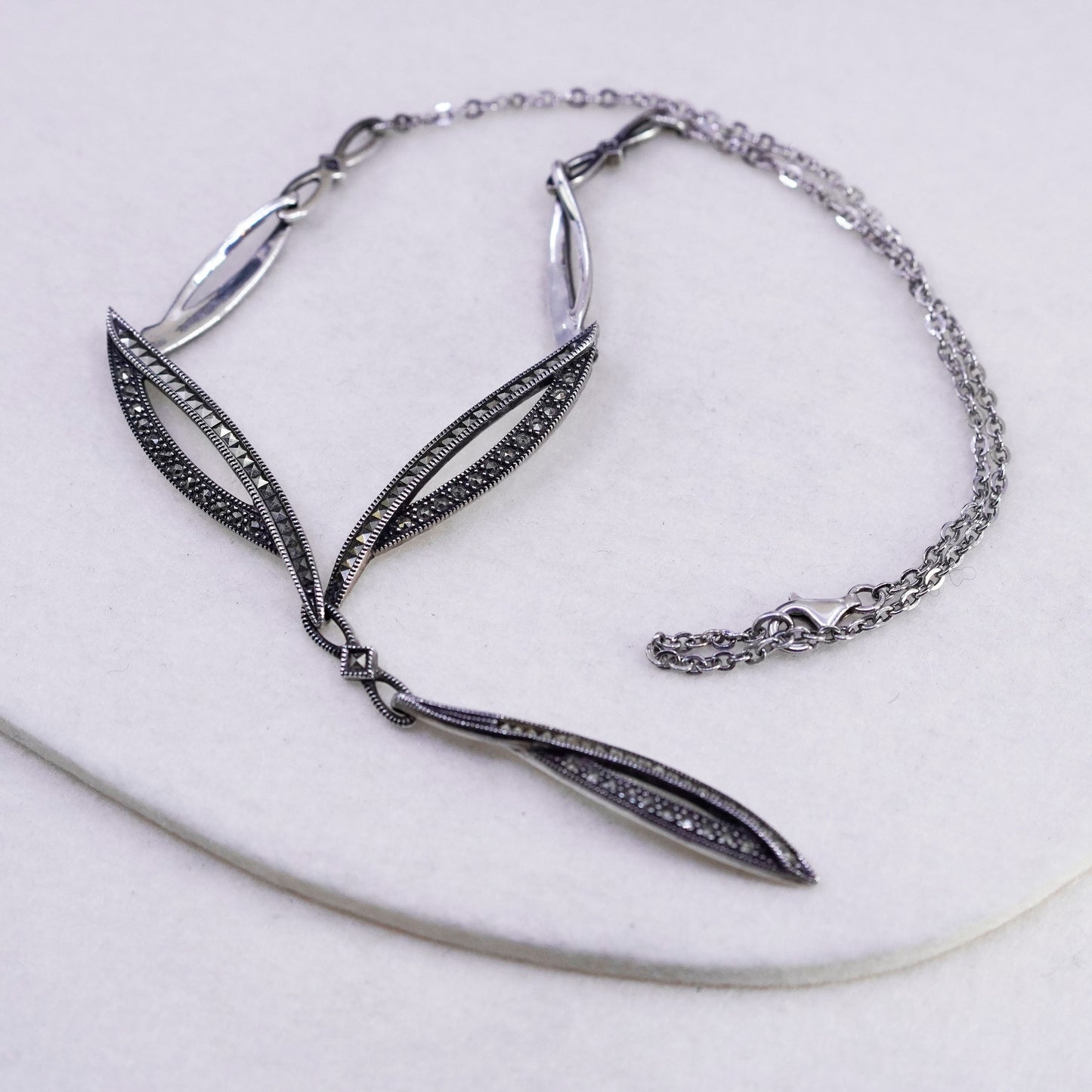 18”, Judith Jack Sterling 925 silver handmade pendant necklace with marquise